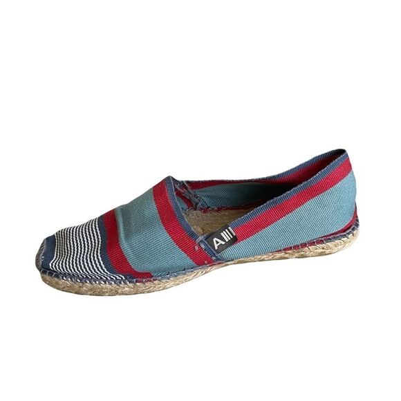 ARTISANAT FRANCAIS Striped Flat Slip-On Espadrilles Sandals Blue Red 40 - Picture 4 of 11